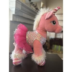 Build A Bear Unicorn Pink White Sprinkles Party Dress Tutu Sparkle Plush Stuffed